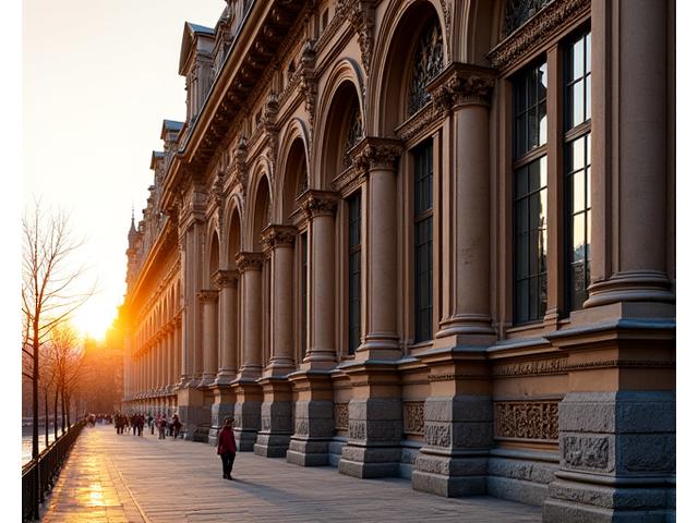 Eksteriør av et historisk, men restaurert bygningsfasade i Oslo med klassisk skulptur